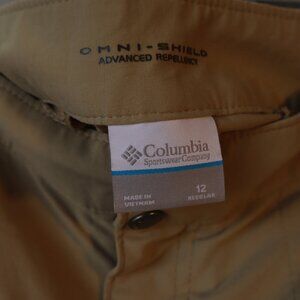 Columbia Omni Shield Convertible Hiking Pants/Shorts, Tan, Size 12